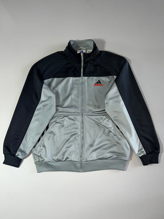 Vintage 90s Adidas Colorblock Track Jacket – Grey/Black (S)