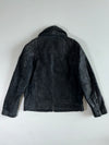 Folstop Distressed Black Leather Knit-Collar( Detechable Collar) Biker Jacket (XL)