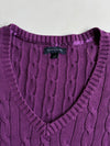 Tommy Hilfiger Purple Cable Knit V-Neck Sweater (S)