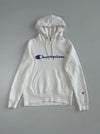 Champion White Script Logo Pullover Hoodie (S)