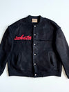 SSQD "Sakata" Black Faux Suede Sherpa Bomber Jacket (L/XL)