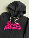 Roots Canada | Black Pink Script Zip Hoodie | (S)