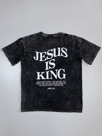 Mineral Wash Cross Graphic Tee – Charcoal (L|/XL)