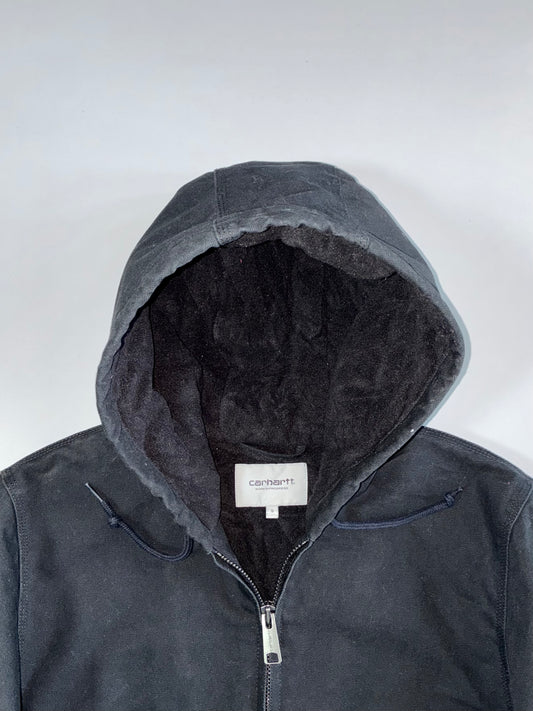 Carhartt WIP Active Jacket I023083 Washed Black 100% Cotton Canvas Fleece-Lined (M)