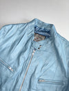 Mulligans Ireland Baby Blue Leather Café Racer Jacket women’s – Made in Italy(XS)
