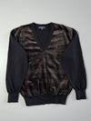 Vintage 90s YSL Tricots Velour Panel Check V-Neck Sweater – (L)