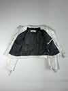 Freaky Nation Women's White Genuine Leather Cropped Biker Jacket (S)