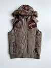 Big Train Osaka Japanese Dragon Embroidered Hooded Puffer Vest – Olive (M)