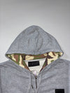 Philipp Plein Homme Grey Zip-Up Hoodie with Camo-Lined Hood & Studded Patch (L)