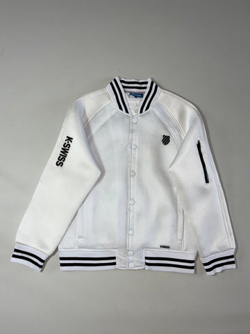 K-Swiss Mesh Varsity Bomber Jacket – White/Black (L)