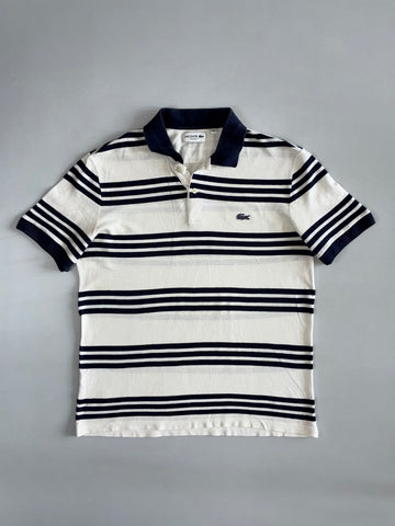 Lacoste Vintage Navy Striped Polo T-Shirt (L)