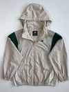 New Balance Beige & Green Colour-Block Hooded Windbreaker Jacket(Xs)