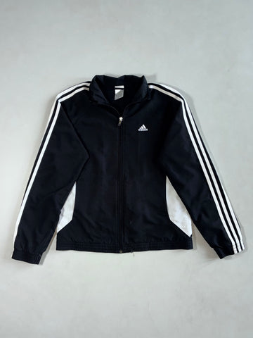 Y2K Adidas Black & White 3-Stripe Track Jacket – Mesh Lined (S)