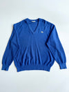 Vintage Chemise Lacoste Royal Blue V-Neck Knit Sweater – Made in France(XL)