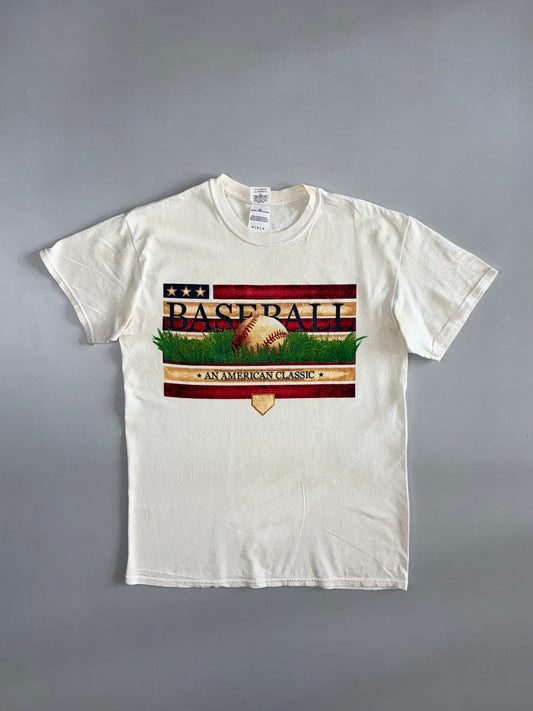 Gildan | “Baseball — An American Classic” Vintage Graphic Tee | Off-White (M)