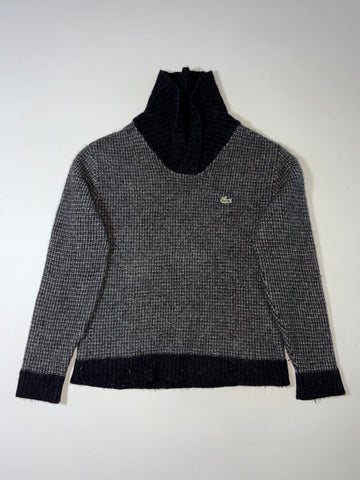 Vintage Lacoste Wool Waffle Knit Turtleneck Sweater – Charcoal Grey  (S)