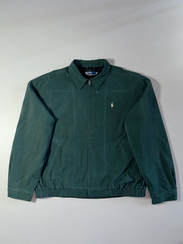 Vintage 90s Polo Ralph Lauren Forest Green Harrington Jacket, Plaid Lined (2XL/3XL)
