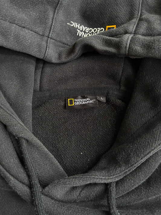 National Geographic Black Pullover Hoodie – Embroidered Logo | (L)