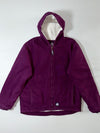 Berne Youth Plum Purple Sherpa-Lined Duck Canvas Hooded Jacket  (XL)