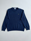 Lacoste Navy Melange Crew Neck Wool Sweater – Regular Fit (M)