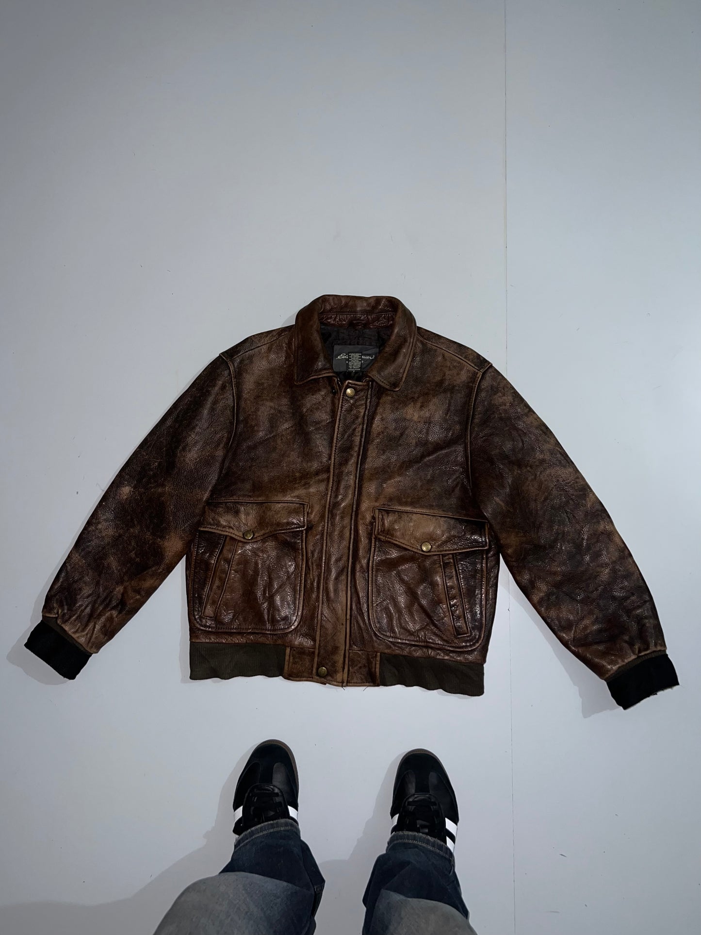 ZVintage Eddie bauer Original Brown leather Jacket (S/M)