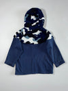 Nike Camo Sherpa Fleece Panelled Hooded Jacket – Navy Blue (XS)