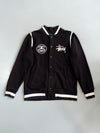 Stussy Worldwide Varsity Jacket  Black Cotton Bomber Style with City Print (L)