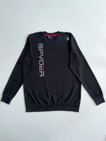 Spyder | Black Vertical Spellout Embroidered Crewneck | (L)