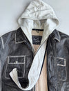 Super Premium Original Pure Leather Jacket with Detachable Cap (XL)