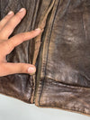 Vintage 90s Outer Wear Concept “Wear Me Out” Distressed Brown Leather Flight Bomber (L)