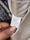 Viaggio 3D Textured Knit Crewneck Sweater, Beige, Black & Grey Abstract Pattern (L/XL)