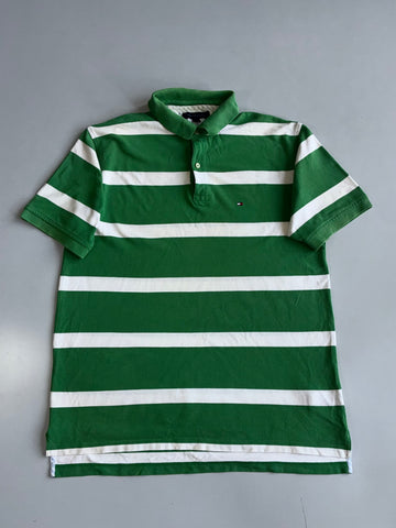 Tommy Hilfiger Striped Rugby Polo Green/White (XL)