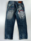 Sheng Yue Han Dragon Embroidered Baggy Jeans(W:30 |L:37)