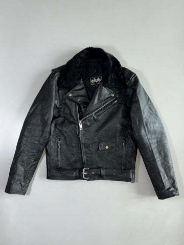 Club Genuine Leather Biker Jacket with Fur Collar (M)