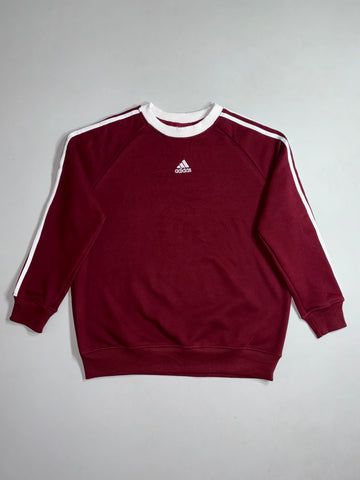 Adidas | Burgundy 3 Stripe Center Logo Sweatshirt (M)