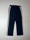 Y2K Adidas Navy 3-Stripe Nylon Track Pants – Mesh Lined (W:30) (L:40)