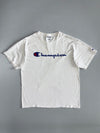 Champion Script Logo Short Sleeve Tee White/Navy (L)
