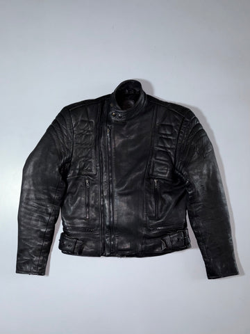 Echt Leder Black Leather Motorcycle Jacket Genuine German Leather Biker Jacket, (S/M)