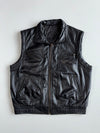 Vintage Black Leather Sleeveless Vest (XL)