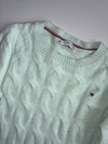 Tommy Hilfiger Mint Green Cable Knit Crewneck Sweater (XXS)