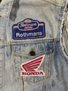 Vintage Black Cow Acid Wash Denim Racing Vest – BMW, Rothmans, Honda, Harley Patches (XL)