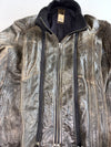 Vintage Lapel Men Distressed Leather Jacket with Ribbed Knit Collar (Xl)
