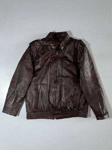 Brown Leather Jacket – Genuine Leather (S/M)