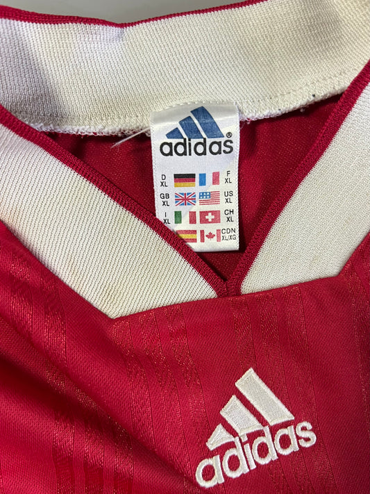 Adidas Vintage 3-Stripes Long Sleeve Football Jersey — Red/White (2XL)