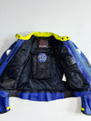 Vintage Swift Racing Two-Piece Leather Motorcycle Suit – Blue/Neon Yellow Knee Paded (M)  (W:35 | L:41)
