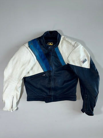 IXS Echt Leder Blue & White Moto Racing Jacket (M)