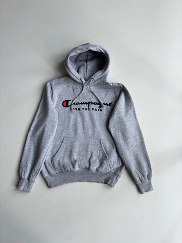Champion Grey Logo Pullover Hoodie – Classic Fleece Sweatshirt (S)