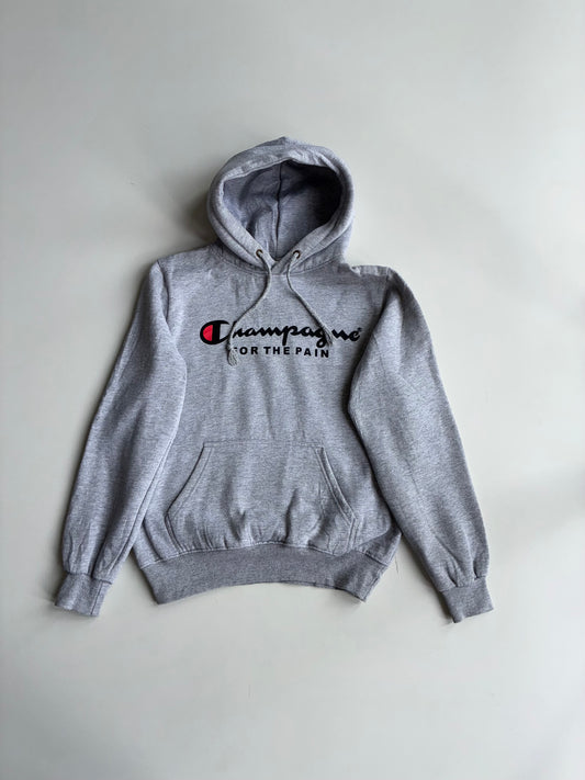 Champion Grey Logo Pullover Hoodie – Classic Fleece Sweatshirt (S)