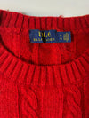 Polo Ralph Lauren Red Cable Knit Wool Crewneck Sweater (L/XL)