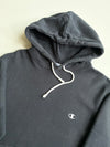 Champion Black Hoodie – Striped Rib Hem & Cuffs – (S)